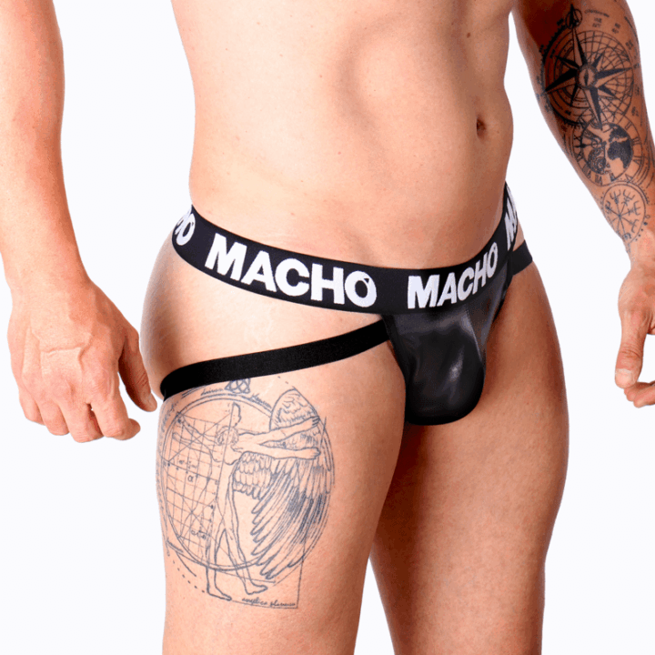 MACHO - MX25NC JOCK COURO PRETO M