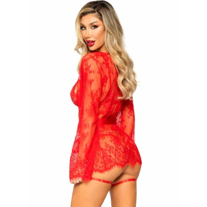 LEG AVENUE - 86123 CONJUNTO DE ROBE COM CALCINHA E LIGA VERMELHO TAMANHO S