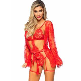 LEG AVENUE - 86123 CONJUNTO DE ROBE COM CALCINHA E LIGA VERMELHO TAMANHO S