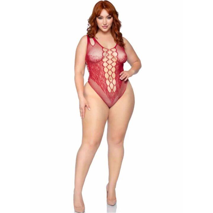 LEG AVENUE - 81641X Body sem costura Borgonha Tamanho 1X/2X