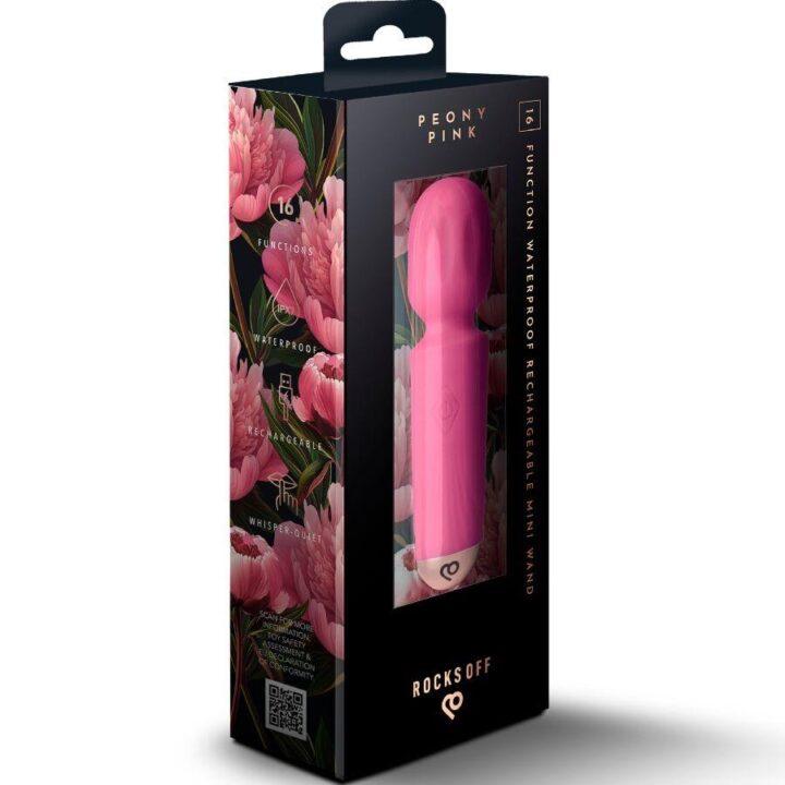 ROCKS-OFF - MINI RECHARGEABLE WAND 16 FUNCTIONS PEONY PINK