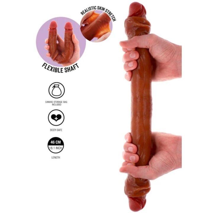 GET REAL - DILDO DE SILICONE DE DUAS PONTAS CARAMELO 46 CM
