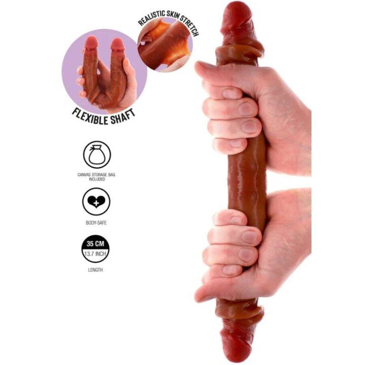 GET REAL - DILDO DE SILICONE DE DUAS PONTAS CARAMELO 35 CM