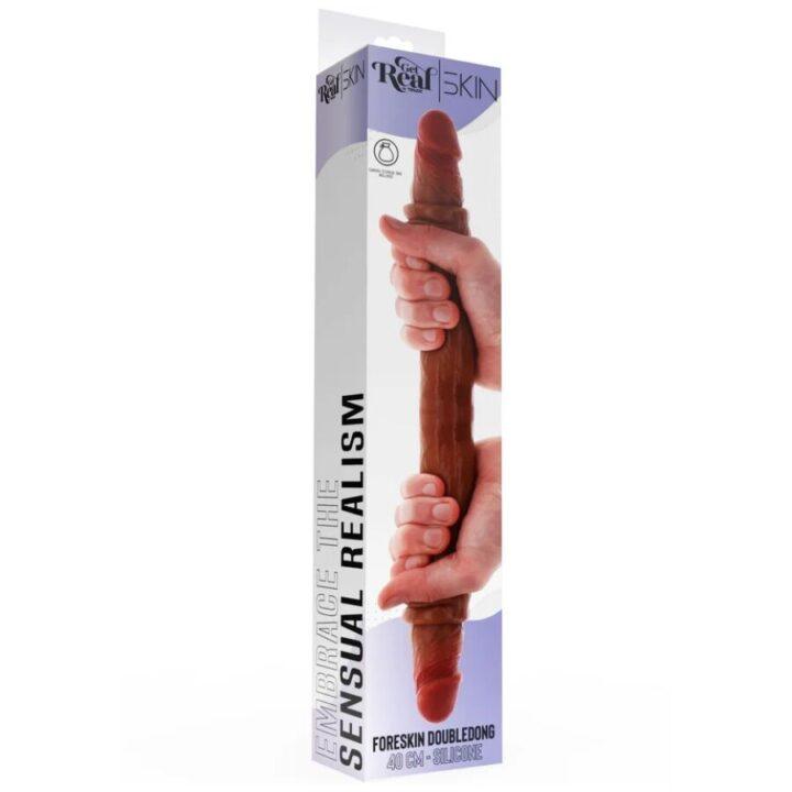 GET REAL - DILDO DE SILICONE DE DUAS PONTAS CARAMELO 40 CM