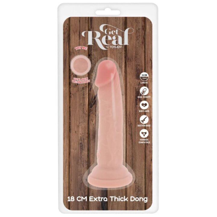 GET REAL - PÊNIS DE TPE DELUXE DE DUPLA DENSIDADE E ESPESSURA, 18 CM
