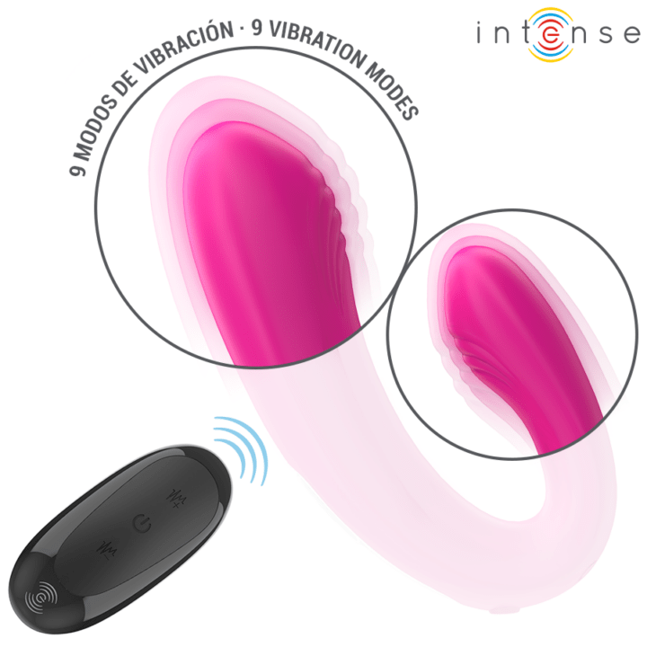 INTENSE - JANET DUAL ESTIMULADOR EM U E VIBRADOR COM CONTROLE REMOTO ROSA