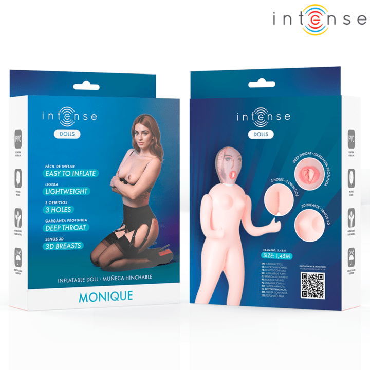 INTENSE DOLLS - BONECA INFLÁVEL MONIQUE COM TRÊS ORIFÍCIOS