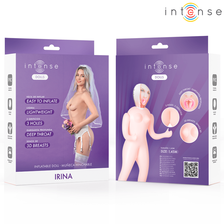 INTENSE DOLLS - BONECA INFLÁVEL IRINA COM TRÊS ORIFÍCIOS