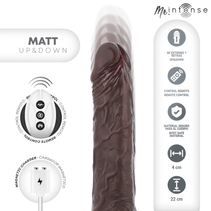 MR INTENSE - MATT REALISTIC MULTIFUNCTION WITH VIBRATION UP AND DOWN REMOTE CONTROL 22 CM -O- 4 CM