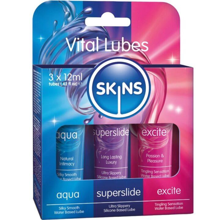 SKINS - KIT DE LUBRIFICANTES VITAL AQUA, SUPERSLIDE E EXCITE 3 x 12 ML