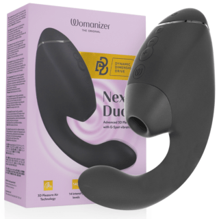 WOMANIZER - DUO NEXT ESTIMULADOR DUPLO DE CLITOR E PONTO G PRETO