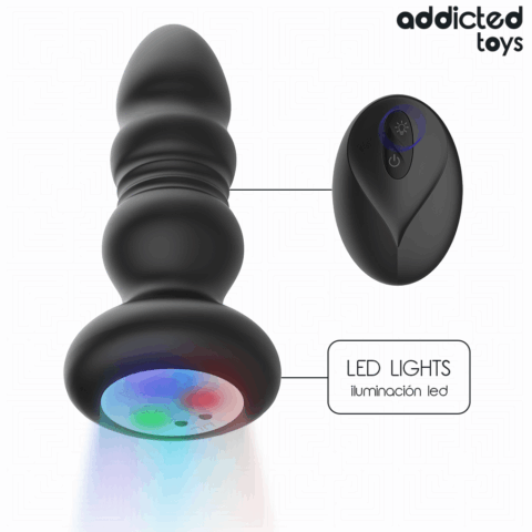 ADDICTED TOYS - PLUG ANAL GIRATÓRIO VIBRATÓRIO COM LUZ LED E CONTROLE REMOTO