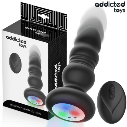 ADDICTED TOYS - PLUG ANAL GIRATÓRIO VIBRATÓRIO COM LUZ LED E CONTROLE REMOTO