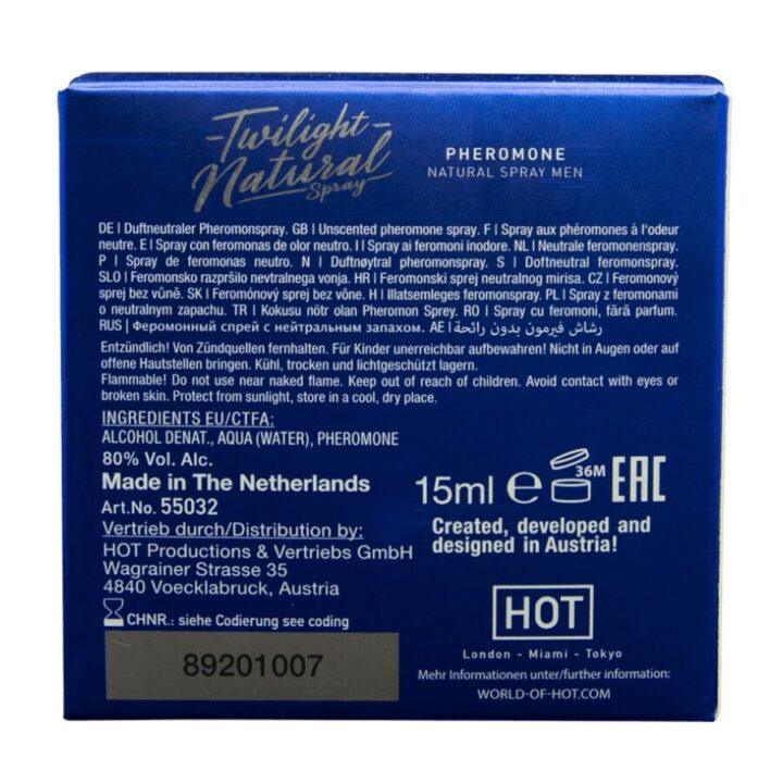 HOT - FEROMÔNIO CREPÚSCULO NATURAL PARA HOMENS 15 ML