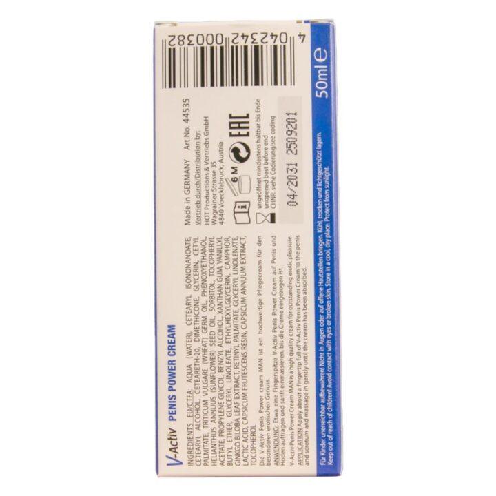 HOT - CREME PARA POTÊNCIA PENIANA V-ACTIV PARA HOMENS 50 ML