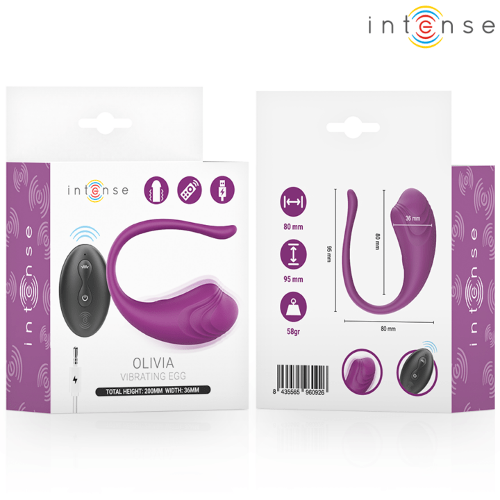 INTENSE - OVO VIBRATÓRIO ROXO OLIVIA COM CONTROLE REMOTO