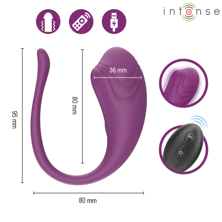 INTENSE - OVO VIBRATÓRIO ROXO OLIVIA COM CONTROLE REMOTO