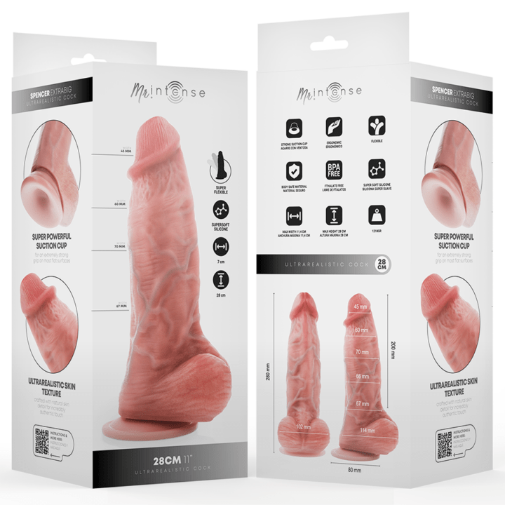 MR INTENSE - DILDO DE SILICONE EXTRAGRANDE SPENCER 28 CM -Ø- 7,3 CM