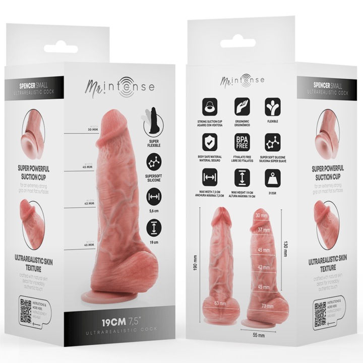 MR INTENSE - PEQUENO DILDO DE SILICONE SPENCER 19 CM -Ø- 4,5 CM