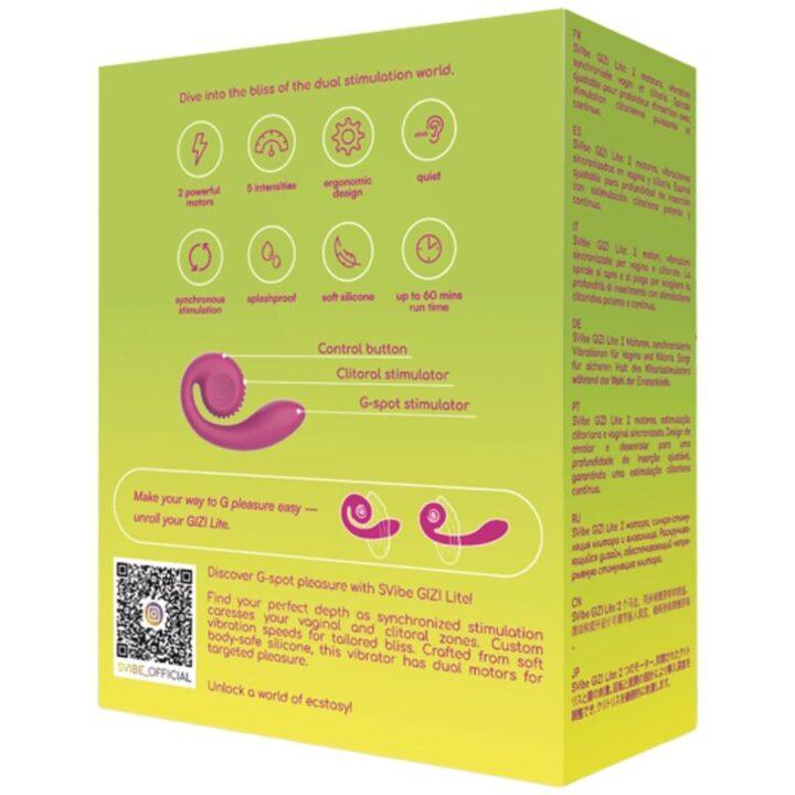 SNAIL VIBE - GIZI LITE VIBRADOR ROSA DUPLO PARA PONTO G E CLITÓRIS