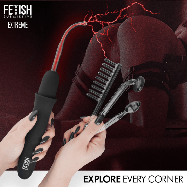 FETISH SUBMISSIVE - VIBRADOR WAND ELECTROESTIMULACIÓN ALTA FRECUENCIA