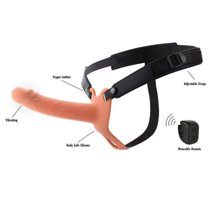 HIDDEN DESIRE - INFERNO MANGA PENIANA VIBRATÓRIA COM STRAP-ON 18 CM