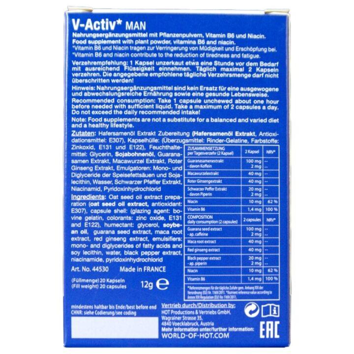 HOT - V-ACTIV CAPS MAN 20 UNIDADES