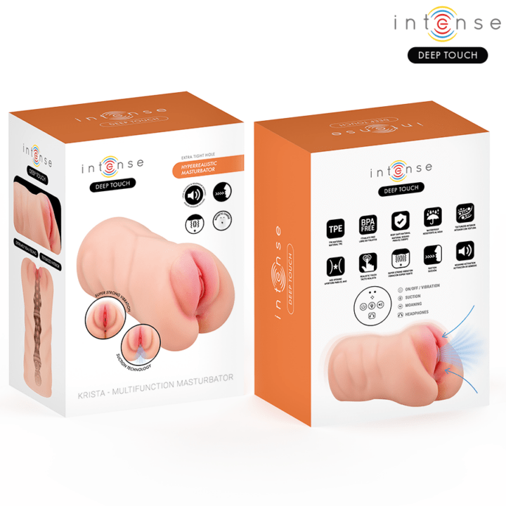 INTENSE DEEP TOUCH - MASTURBADOR ANAL E VAGINAL KRISTA COM SUCÇÃO, VIBRAÇÃO E EFEITOS SONOROS - 1,2 KG