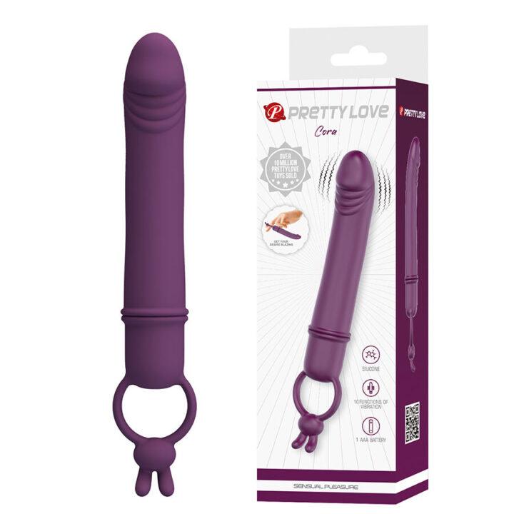 PRETTY LOVE - CORA VIBRADOR EM FORMATO DE PÊNIS COM ANEL DE RESISTÊNCIA