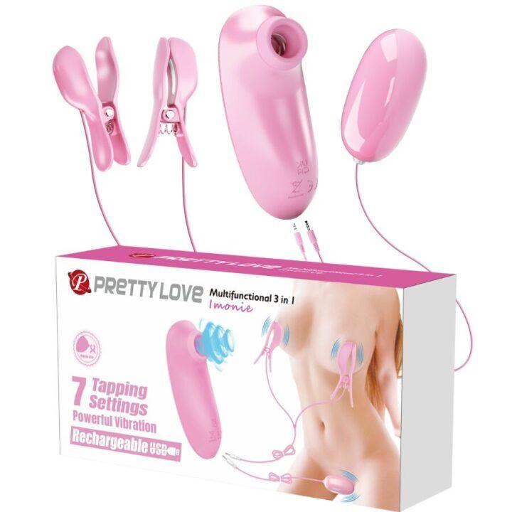 PRETTY LOVE - IMONIE KIT MULTIFUNCIONAL 3 EM 1 COM VENTOSA, MAMILOS E CLITÓRIS