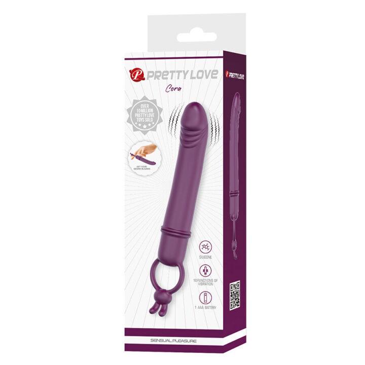 PRETTY LOVE - CORA VIBRADOR EM FORMATO DE PÊNIS COM ANEL DE RESISTÊNCIA