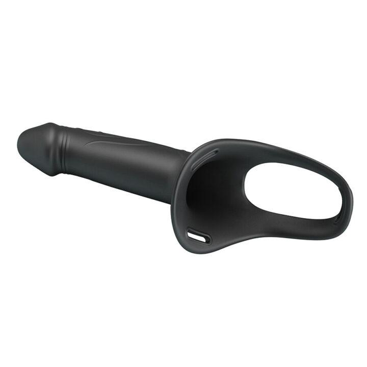 PRETTY LOVE - LANDON BLACK VIBRATING STRAP-ON