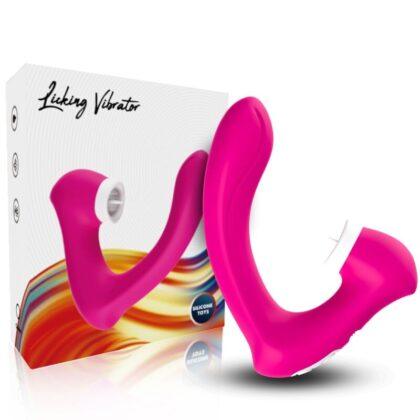 ARMONY - SECRETKISS LIMPEZA VIBRATÓRIA NO CLITÓRIS E VIBRADOR CURVO FÚCSIA