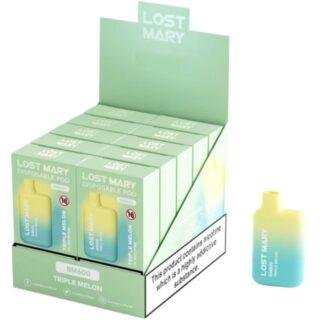 LOST MARY - (EXPOSITOR PROFESSIONAL PACK -10 UNIDADES) BM600 NICOTINE VAPER 2% DESCARTÁVEL TRIPLE MELÃO