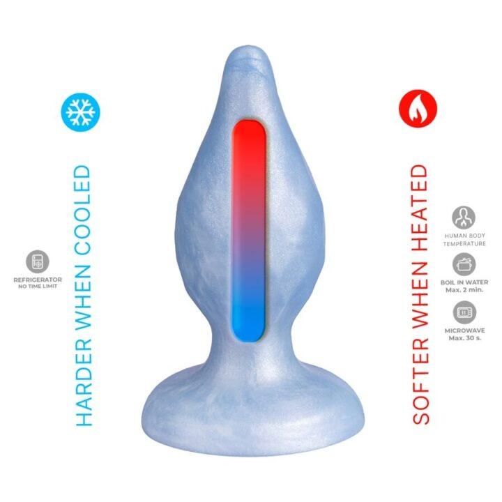 SILEXD - DIAMOND PLUG ANAL FANTASY DE SILICONE LÍQUIDO TERMOREATIVO AZUL PEROLADO 9,2 CM
