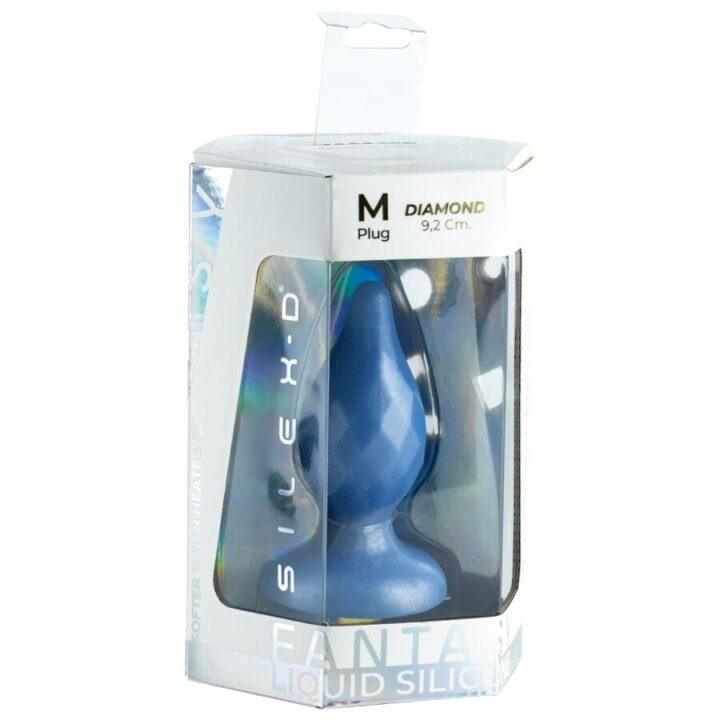 SILEXD - DIAMOND PLUG ANAL FANTASY DE SILICONE LÍQUIDO TERMOREATIVO AZUL PEROLADO 9,2 CM
